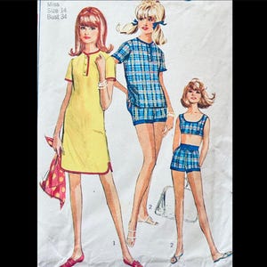 Simplicity 6500 B34, Coverup Pattern, Vintage Swimsuit Pattern, 2 Piece Swimsuit Patterns, Swimwear Pattern, Beachwear Sewing Pattern