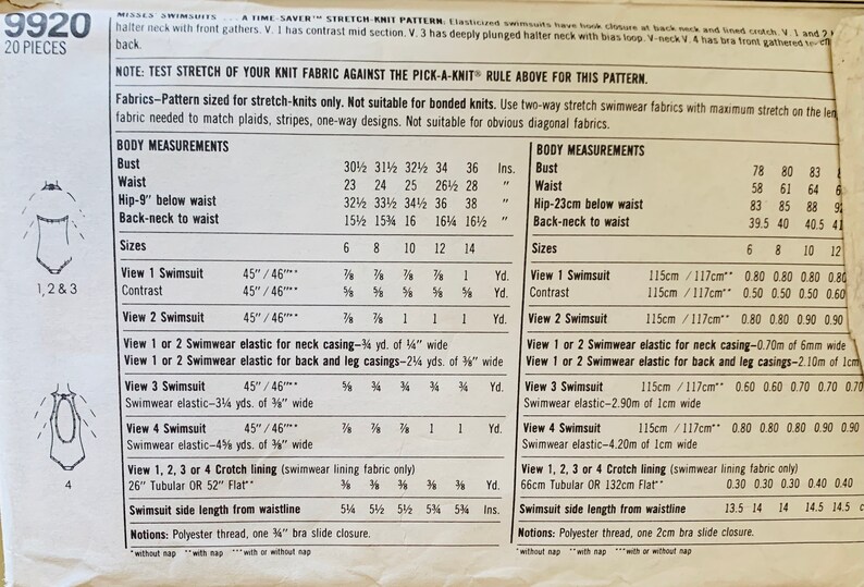 Simplicity 9920 B31, One Piece Swimsuit Pattern, Patterns Swimwear