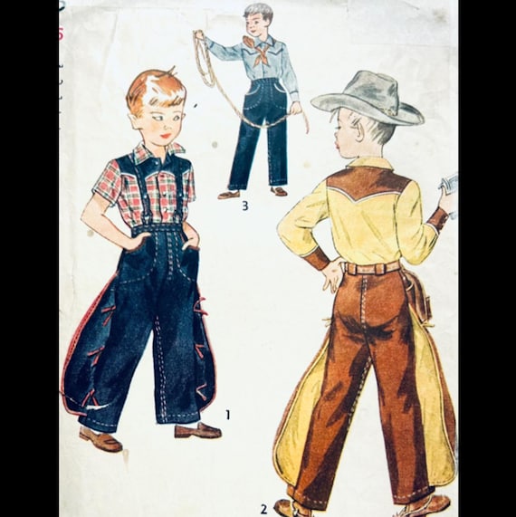 Simplicity 3025 5, Western Shirt Pattern, Chaps Sewing Pattern, Boys Western Shirt Pattern, Rodeo Wear, Cowboy Shirt Pattern, Cowboy Costume