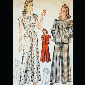 30s Pattern, Girls Pajama Pattern, Pajama Set Pattern, Girls Patterns, Pattern Pajama Set, Palazzo Pants Pattern, Simplicity 3422, Size 10 image 1