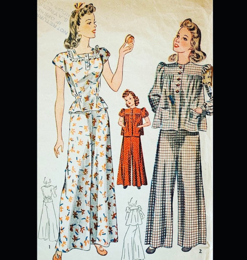 30s Pattern, Girls Pajama Pattern, Pajama Set Pattern, Girls Patterns, Pattern Pajama Set, Palazzo Pants Pattern, Simplicity 3422, Size 10 image 1