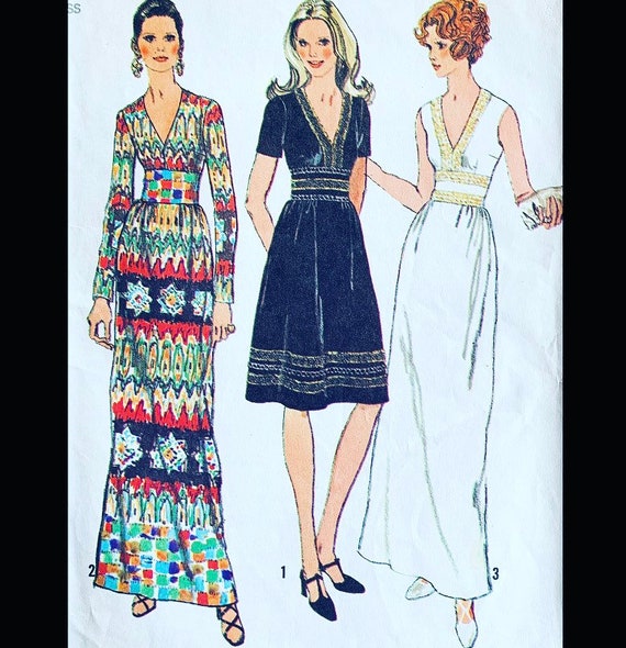 70s Dress Pattern, Summer Dress Pattern, Pattern Maxi Dress, DIY Dresses,  Vintage Dress Pattern, Evening Dress Pattern, Simplicity 9707 B34 