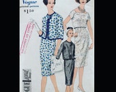 60s Vogue Jackie Sexy Shaeth Wiggle Dress Suit w Cropped Bolero Popover Jacket Vintage Sewing Pattern 4096 B34