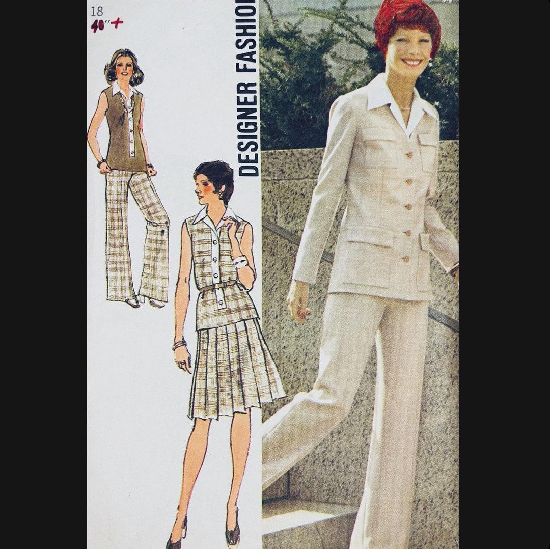 Simplicity 6236 B40, Pant Suit Pattern, Long Vest Sewing Pattern, Women Pants Pattern, Pantsuit