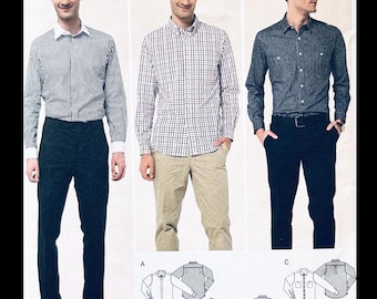Burda 6874, Mens Dress Shirt Sewing Pattern, Button Front Shirt Pattern, Casual Shirt Pattern, Men Pattern Shirt, Long Sleeve Shirt Pattern