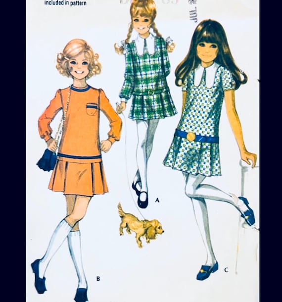 mccalls ladies dress patterns 2523 B30, Drop Waist Sewing Pattern, Pleated Skirt, Cute Dress to Sew, Tween Dress Patterns, Petite Patterns SAPG::ODU04K ~ Color::Black