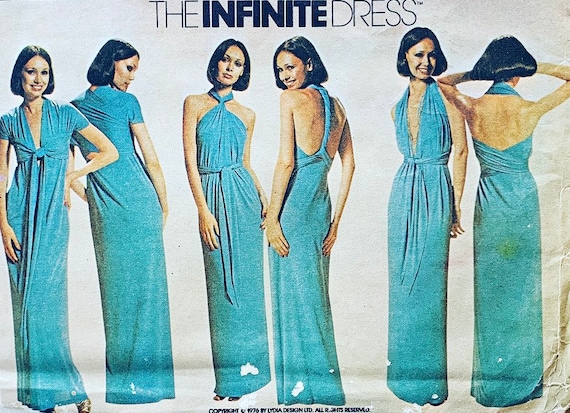 70s Infinite Dress Halter Backless EASY Knit Disco Era Dresses Vintage Sewing Pattern 5360 One Size Etsy Canada