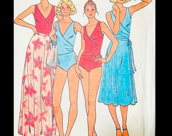 Butterick 6148 B34, One Piece Swimsuit Patterns, Vintage Swim Suits Pattern, Coverup Sewing Pattern, Cover Up, Swimwear Sewing Pattern