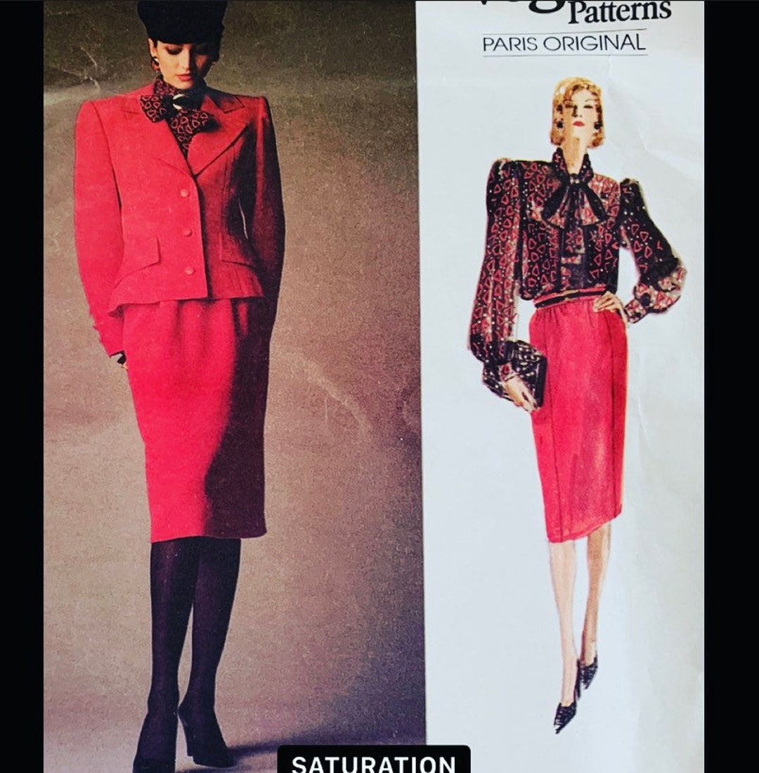 Vogue 1925 B32, Womens Suit Pattern, Bow Trim Blouse Pattern, Hubert