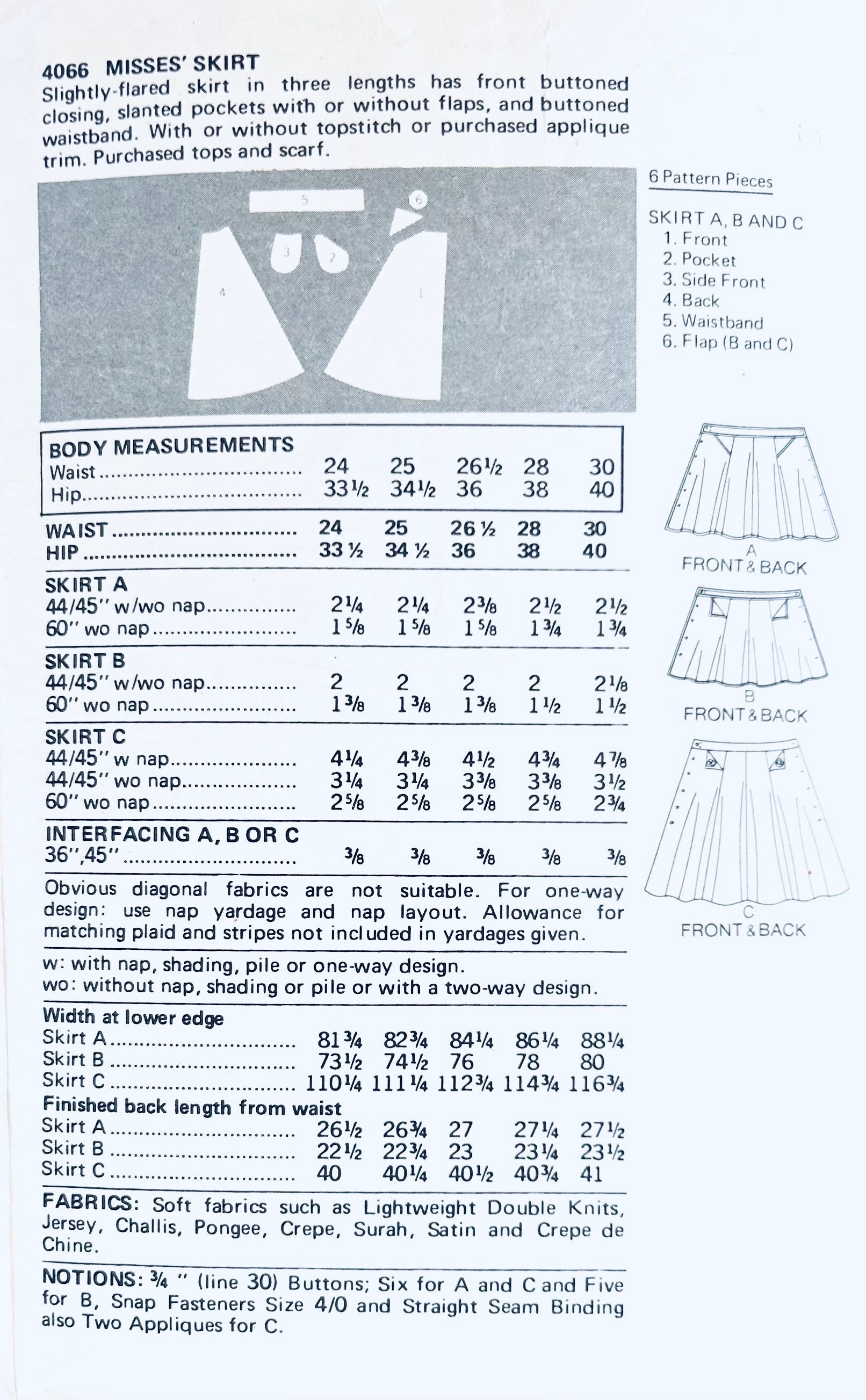 Style 4066 Pattern Butterick 4066 W28, Maxi Skirt Sewing Pattern, A Line Skirt Patterns ...