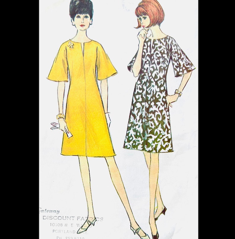 McCalls 8184 38, Bell Sleeve Dress Pattern, Plus Size Sewing Patterns, A Line Dress Pattern, Easy Pattern Dress, Simple Dress Sewing Pattern image 1