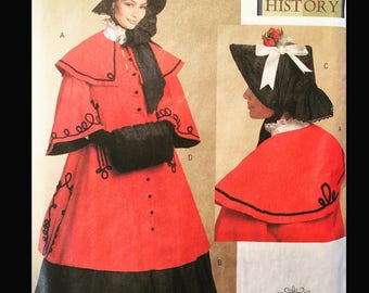 Butterick 5266 XS X, Dickens Costume Pattern, Victorian Cape Pattern, Vintage Hat Pattern, 1800s Hat Pattern, Outerwear Patterns