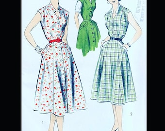 mat waar dan ook ontwikkelen 50s Pattern Shirtwaist Dress Pattern Sleeveless Dress - Etsy