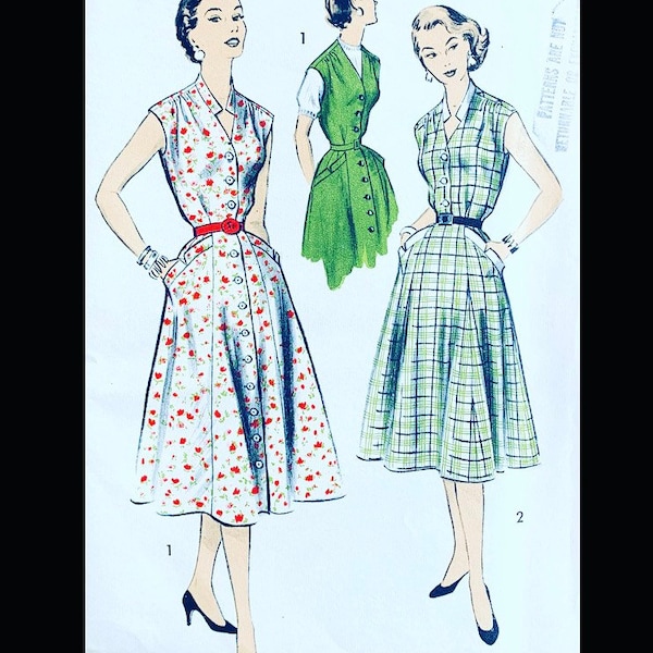 50s Pattern, Shirtwaist Dress Pattern, Sleeveless Dress Pattern, DIY Dresses, Dress with Pockets Pattern, Patterns Dresses, Advance 8255 B32