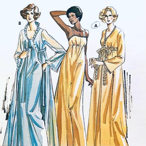 Kwik Sew 721, wykroje bielizny ślubnej, wykroje koszul nocnych, wykroje peniuarów, wykroje szlafroków, wykroje koszul nocnych z podwyższonym stanem