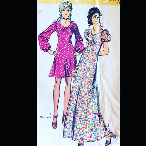 Simplicity 9446 B32, Empire Waist Dress Sewing Pattern, Maxi Dress Pattern, Cute Dress Patterns, Mini Dress Pattern, Bishop Sleeve Pattern - Etsy Simplicity 9446 B32, Empire Waist Dress Sewing Pattern, Maxi Dress Pattern, Cute Dress Patterns, Mini Dress Pattern, Bishop Sleeve Pattern - Etsy
