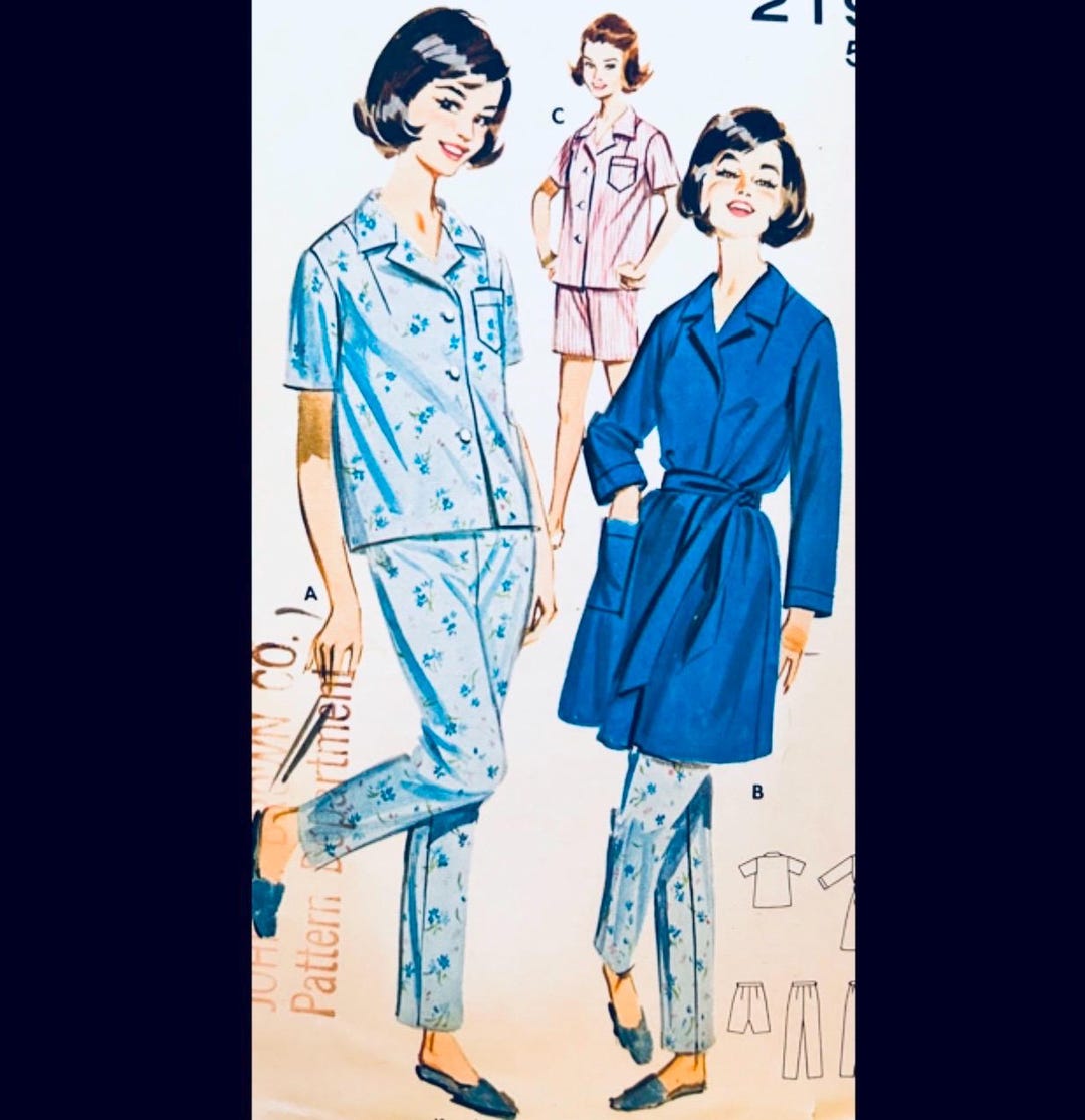 Butterick 2197 B36, Pajama Set Pattern, Womens Pajama Pattern, Pajamas ...