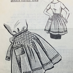 Modèles des années 60, motif de broderie Gingham, motif demi-tablier, broderie à gratter de poulet, motif à gratter de poulet, PDF téléchargeable