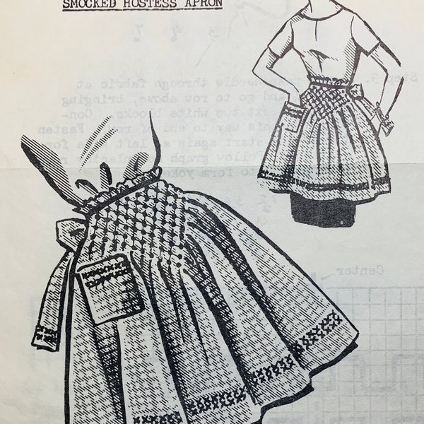 60s Patterns, Gingham Embroidery Pattern,  Half Apron Pattern, Chicken Scratch Embroidery, Chicken Scratch Pattern, Downloadable PDF