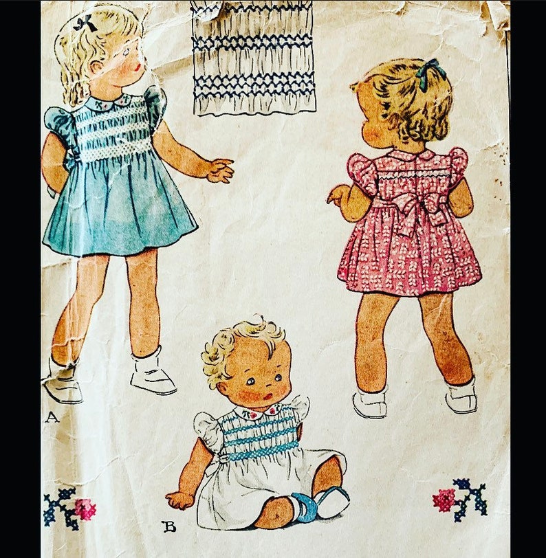 40s Pattern, Toddler Dress Pattern, Smocking Patterns, Smocking Transfer, Smocked Dress Pattern, Vintage Smocking Pattern, McCall 878 Size 1 image 1