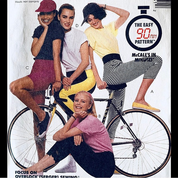 80s Ladies Misses EASY High Waist Biker Shorts Leggings Skinny Pants Activewear Athletic Vintage Sewing Pattern 4195  Small