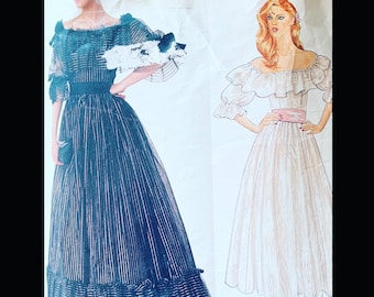 Vogue 1049 6 8 10, Cottagecore Dress Sewing Pattern, Off Shoulder Dress Pattern, Peasant Dress Pattern, Cottage Core, Ball Gown Pattern