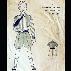 1920s Suit, Boys Suit Pattern, Boys Shorts Pattern, Vintage Pattern, Button Front Shirt, Wide Leg Shorts, Butterick 4555, Size 6
