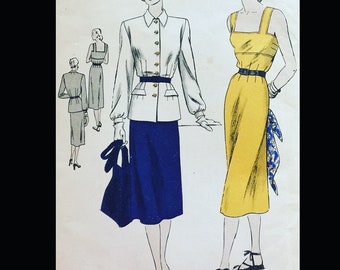 50s Vogue Sundress Day Summer Sun Dress Jacket Suit Vintage Sewing Pattern 6058 Bust 36