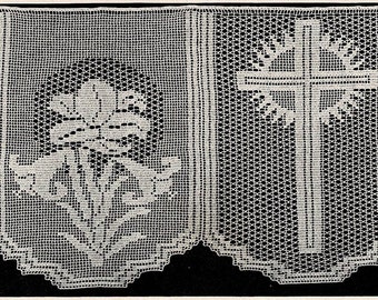 Altar Lace Crochet Pattern Church Religious Mass Scalloped Border Cross Lilies EasyPattern Repro 1930s Downloadable PDF Patterns
