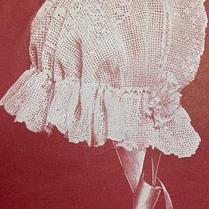 Edwardian Belgian Heirloom Baby Cap Filet Crochet Pattern Scallops 1910s Downloadable PDF Baptism Infant Bonnet Christening Newborn Gift