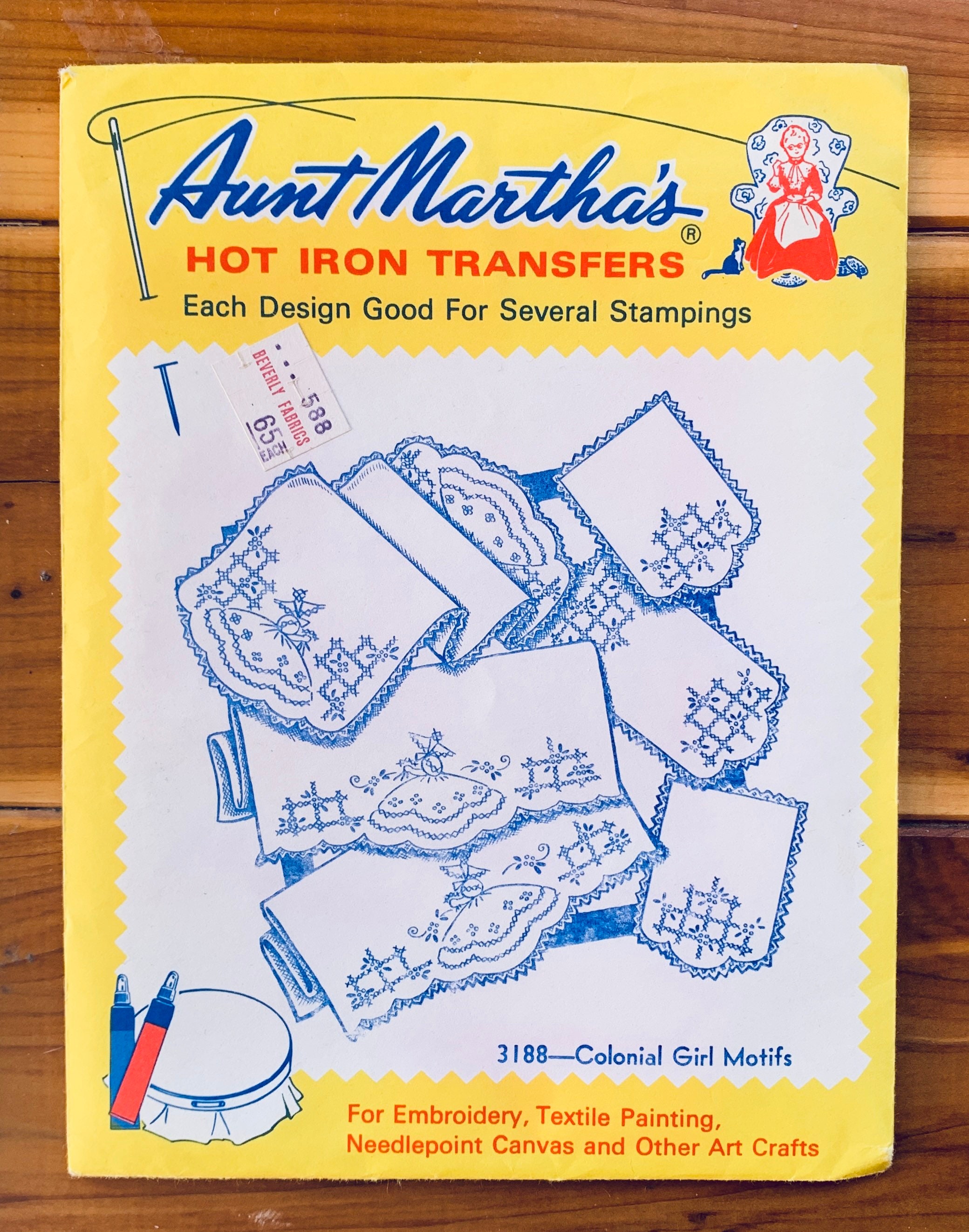 Aunt Martha Iron on Transfer, Vintage Embroidery Transfers, Colonial ...