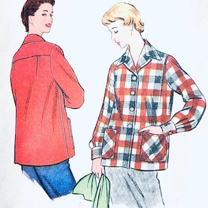 McCalls 3242 M, Shirt Jacket Pattern, Work Jacket Sewing Pattern, Jacket with Pockets, Unlined Jacket Pattern, 50s Patterns Jackets
