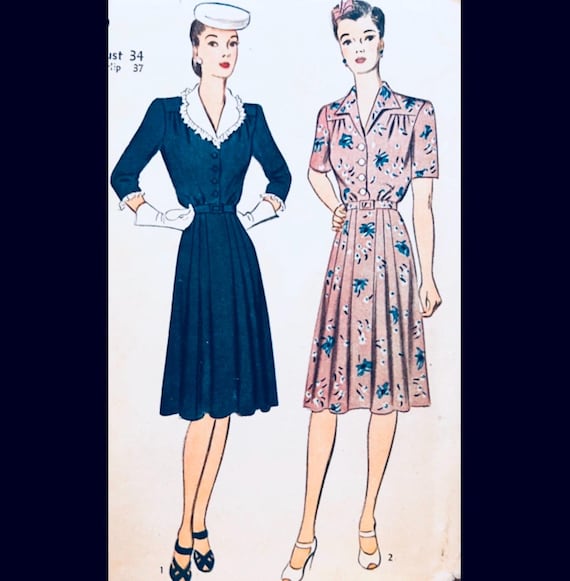 Simplicity 4679 B34, Day Dress Sewing Pattern 1940s Dress Patterns, 40s Dresses Patterns, Short Sleeve Dress Sewing Pattern, Pleated Skirt - Etsy Simplicity 4679 B34, Day Dress Sewing Pattern 1940s Dress Patterns, 40s Dresses Patterns, Short Sleeve Dress Sewing Pattern, Pleated Skirt - Etsy