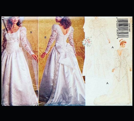 90s Wedding, Dress Gown, Detachable Train, Dropped Waist, Princess Seam, Bow, Vintage, Sewing Pattern, Butterick 3239, 12 14 16 - Etsy 90s Wedding, Dress Gown, Detachable Train, Dropped Waist, Princess Seam, Bow, Vintage, Sewing Pattern, Butterick 3239, 12 14 16 - Etsy