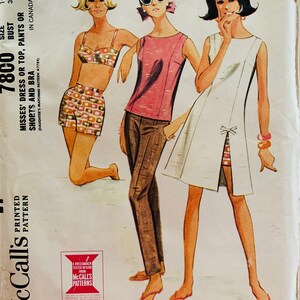 McCalls 7800 B31, Shorts Pattern Sewing, Bra Top Pattern, Cute Dress Pattern, Skinny Pants, 60s Sewing Pattern, Summer Dress Sewing Pattern image 3