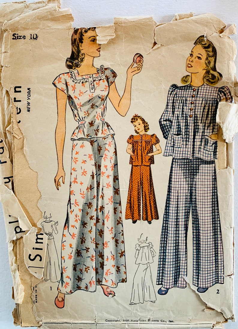 30s Pattern, Girls Pajama Pattern, Pajama Set Pattern, Girls Patterns, Pattern Pajama Set, Palazzo Pants Pattern, Simplicity 3422, Size 10 image 2