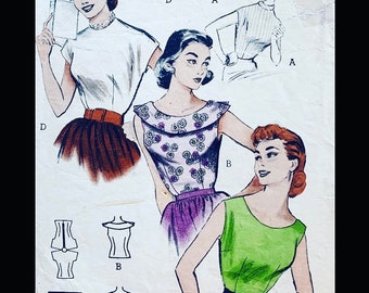 50s Pattern, Vintage Blouse Pattern, Blouses Patterns, Sewing Pattern Women Tops, Sewing Pattern Blouse for Women, Butterick 6886 B32