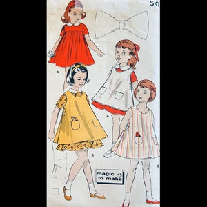 Butterick 8854 6、女の子のドレスの縫製パターン、ピナフォアエプロンのパターン、学校のドレスのパターン、女の子のドレスのパターン、ヴィンテージの子供用パターン