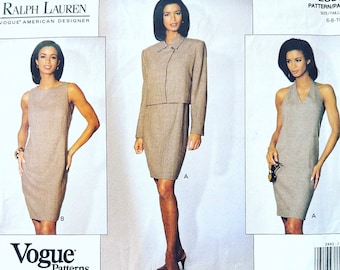 Vogue 2893, Halter Dress Pattern, Sleeveless Dress Pattern, Ralph Lauren, Designer Sewing Patterns, Womens Suit Pattern, Patterns Dresses