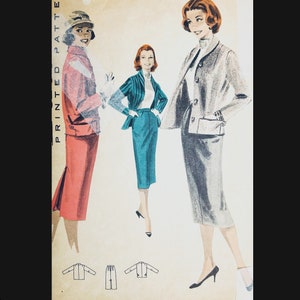 Butterick 7901 B34, Patrón Traje Mujer, Patrón Chaqueta Suelta, Patrón Falda Años 50, Patrones Faldas, Patrones Chaqueta con Bolsillos