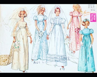 Wedding Gown Pattern, Modest Wedding Dress Pattern, Juliet Sleeve Pattern, Bridal Gown Pattern, Empire Waist, Simplicity 8589, Bust 34
