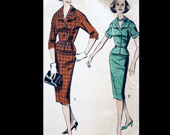 Wasp Waist, 1950s Suit Pattern, Tailored Jacket Pattern, Skirt Patterns, Work Wear, Vintage Womens Sewing Patterns, Advance 9138 B32