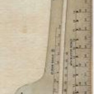 May include: A metallic L-shaped tailor's square and curve ruler featuring various measurement scales, including a bust and shoulder curve, armhole scale, and hip measure scale. The tool displays imperial markings in inches along its edges.