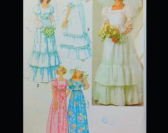 Simplicity 8371 Wedding Gown Pattern, Boho Wedding Gown Patterns Sewing, Empire Waist Wedding Dress Patterns, Cottage Core, Juliet Sleeves