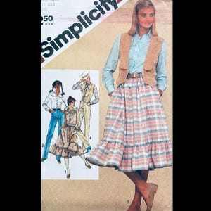 Simplicity 9851 XS, Western Skirt Pattern, Boho Skirt Pattern, Women Skirt Pattern, Jeans Sewing Pattern, Western Wear Pattern, Vest Pattern