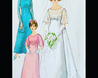 Wedding Dress Pattern Vintage, Wedding Gown Pattern, Patterns Wedding Gown, Empire Waist, A Line Dress Pattern, Simplicity 6825 B32