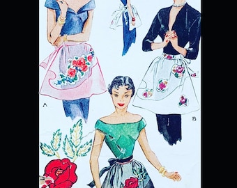 1950 年代のエプロン ヴィンテージ フランス製裁縫パターン - PDF 即時