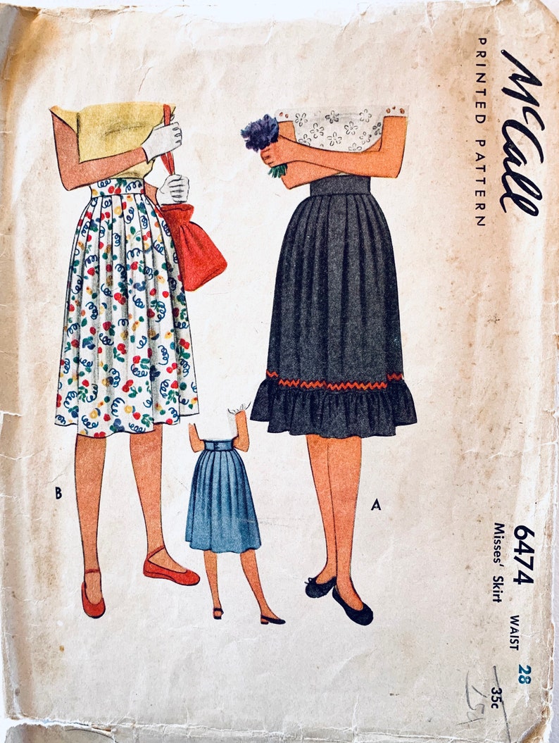 40s Dirndl Skirt w/ Ruffled Flounce Hem Option Vintage Sewing Etsy