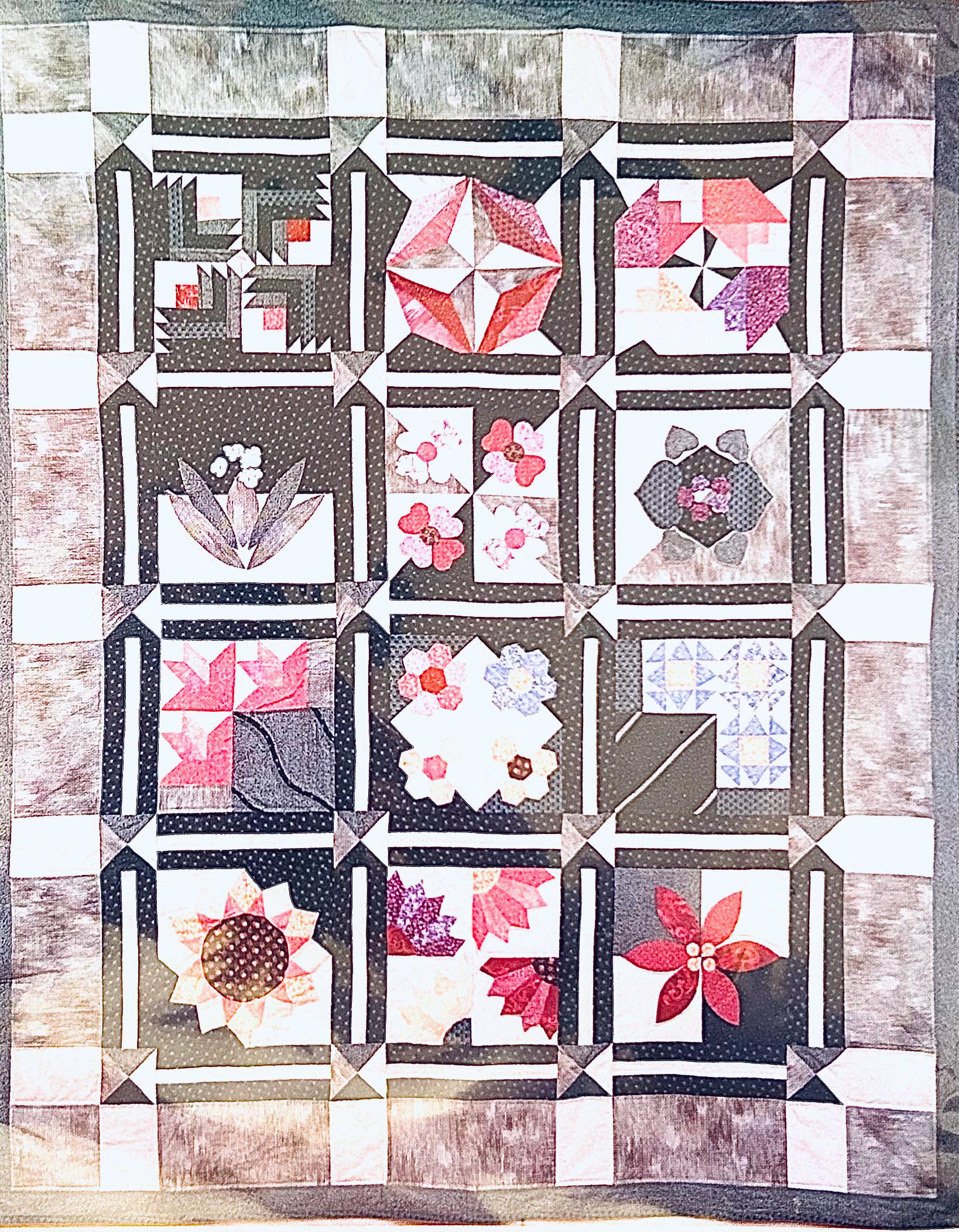 Jolanic Pattern Quilt Block of the Month Patterns, Quilters Garden, Floral Quilt Block ...