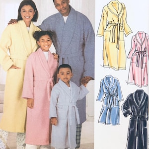 Simplicity 5931, Wrap Robe Pattern, Long Robe Pattern for Women, Pattern for Robes, Mens Bathrobe Sewing Pattern, Kids Bathrobe Pattern